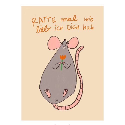 Postkarte - Ratte mal wie lieb ich dich hab