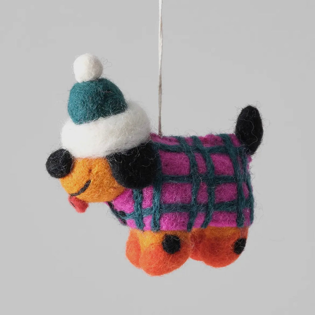 Anhänger aus Filz - Hund mit Mütze