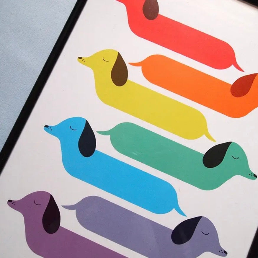 A4 Print - Rainbow Dogs