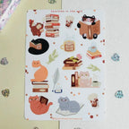 Stickerbogen - Cats & Books