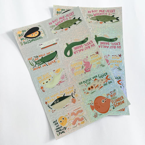 Stickerbogen - Glitzer Fische 2