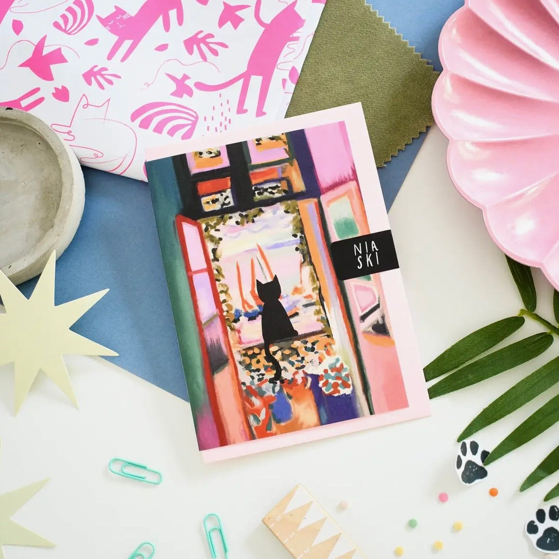 Grußkarte - Catisse in the Window