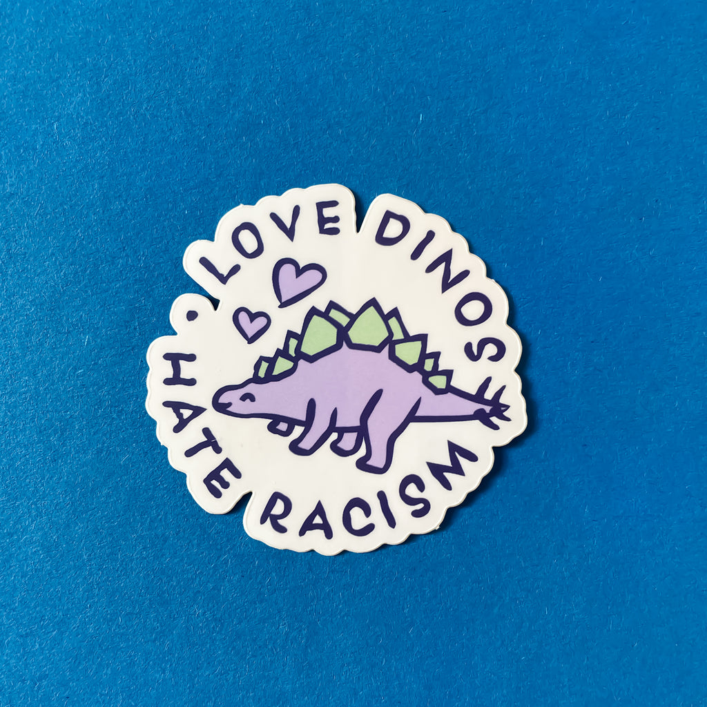 Aufkleber - Love Dinos Hate Racism