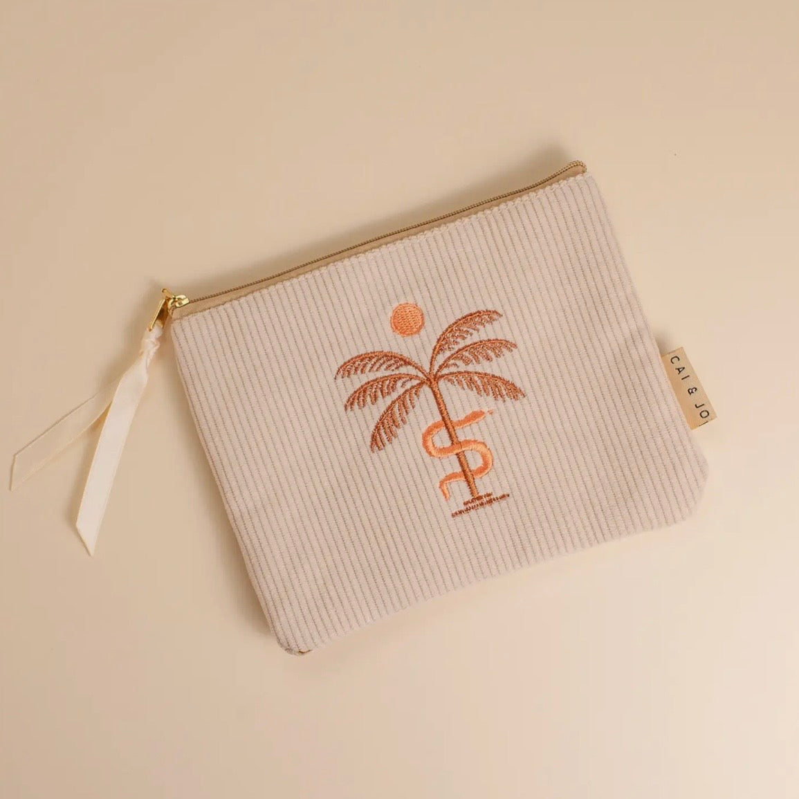 Besticke Cordtasche S - Beige