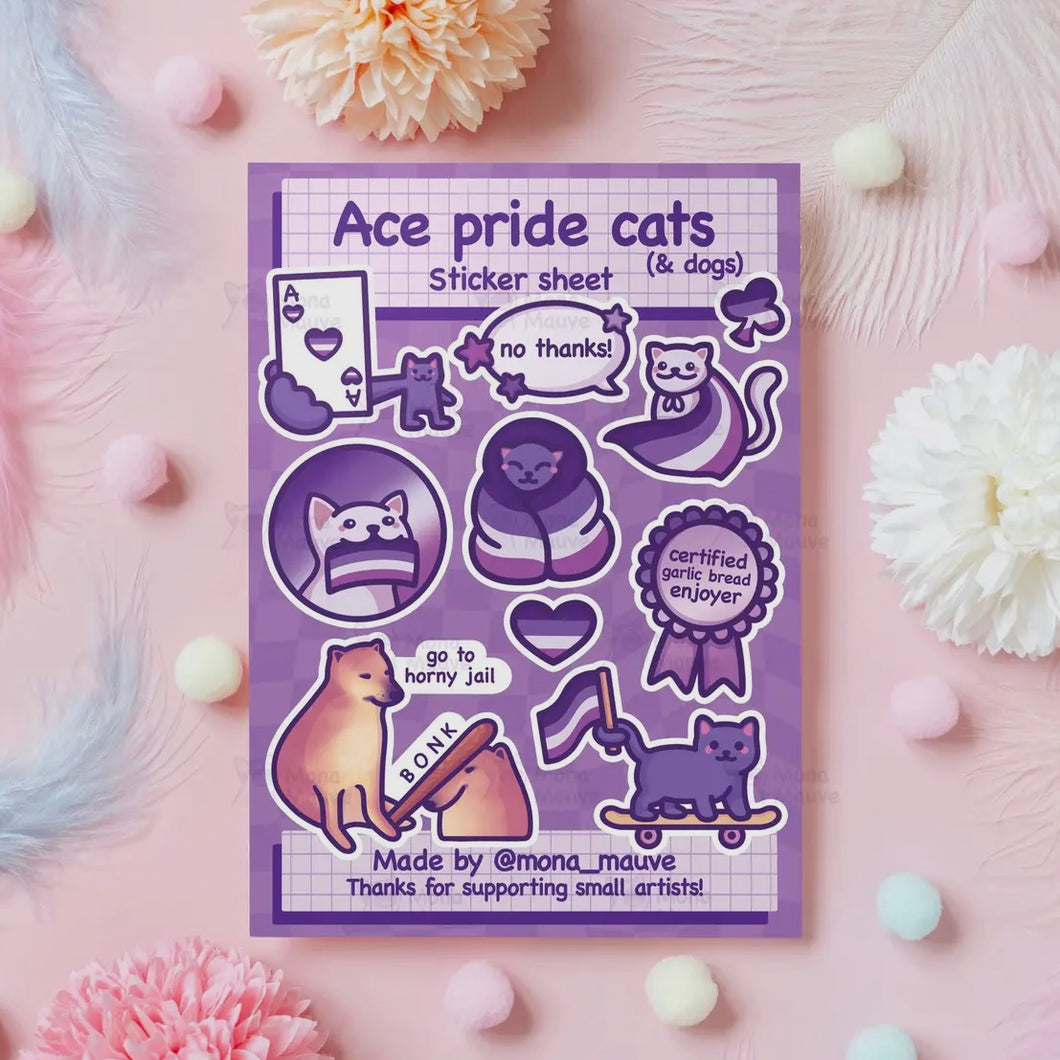 Stickerbogen - Ace Pride Cats