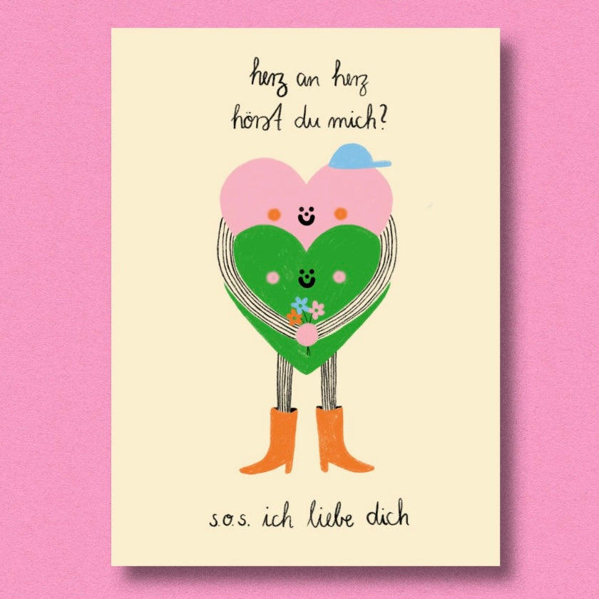 Postkarte - Herz an Herz