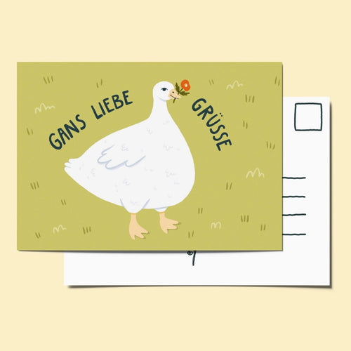 Postkarte - Gans liebe Grüße