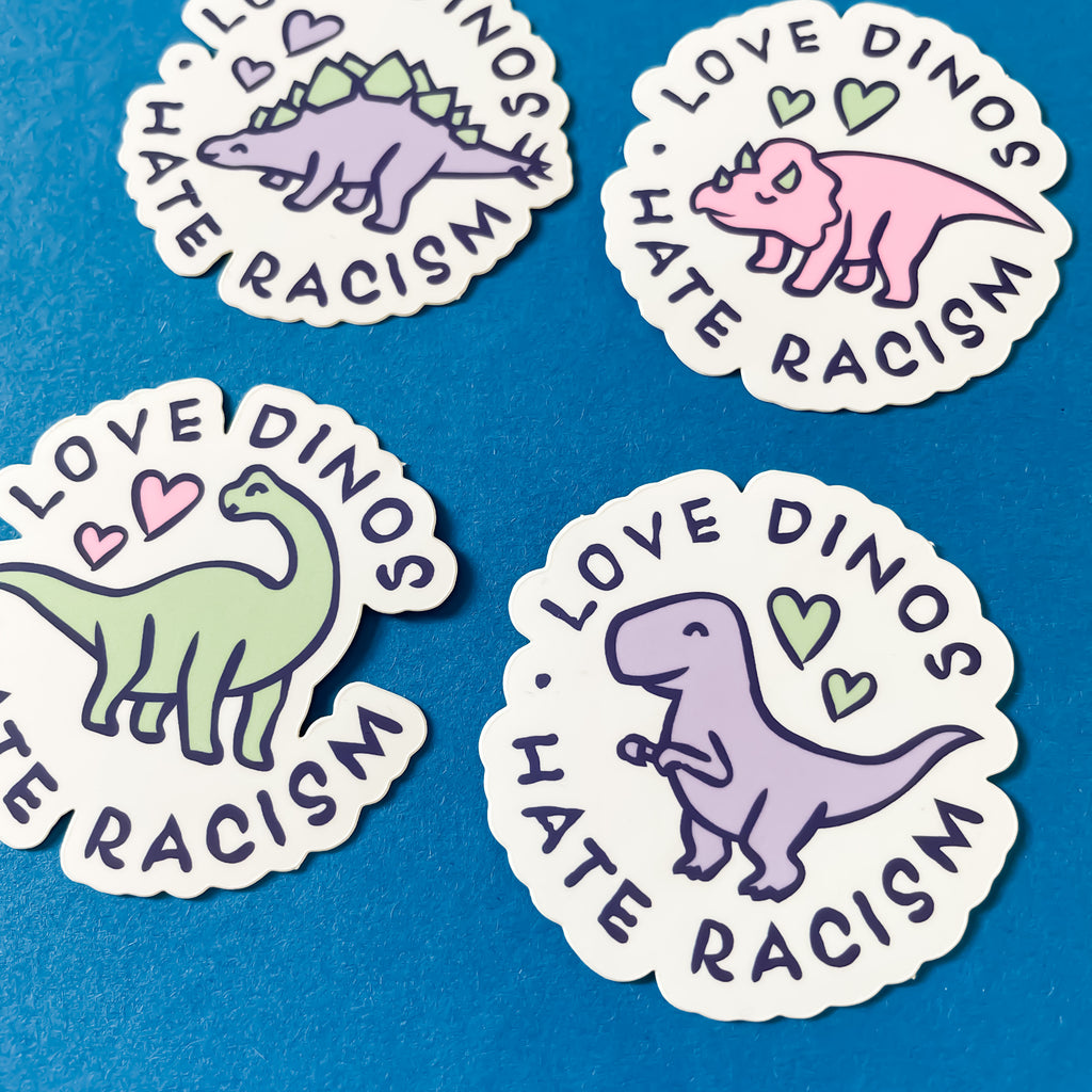 Aufkleber - Love Dinos Hate Racism