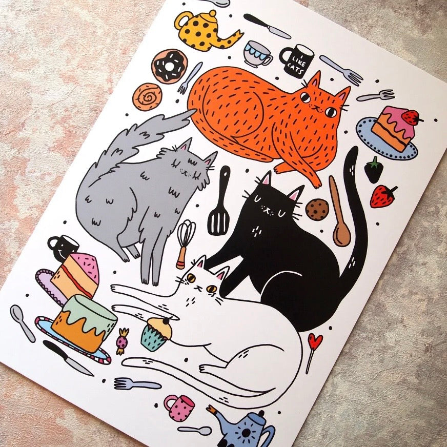 A4 Print - Kitchen Cats