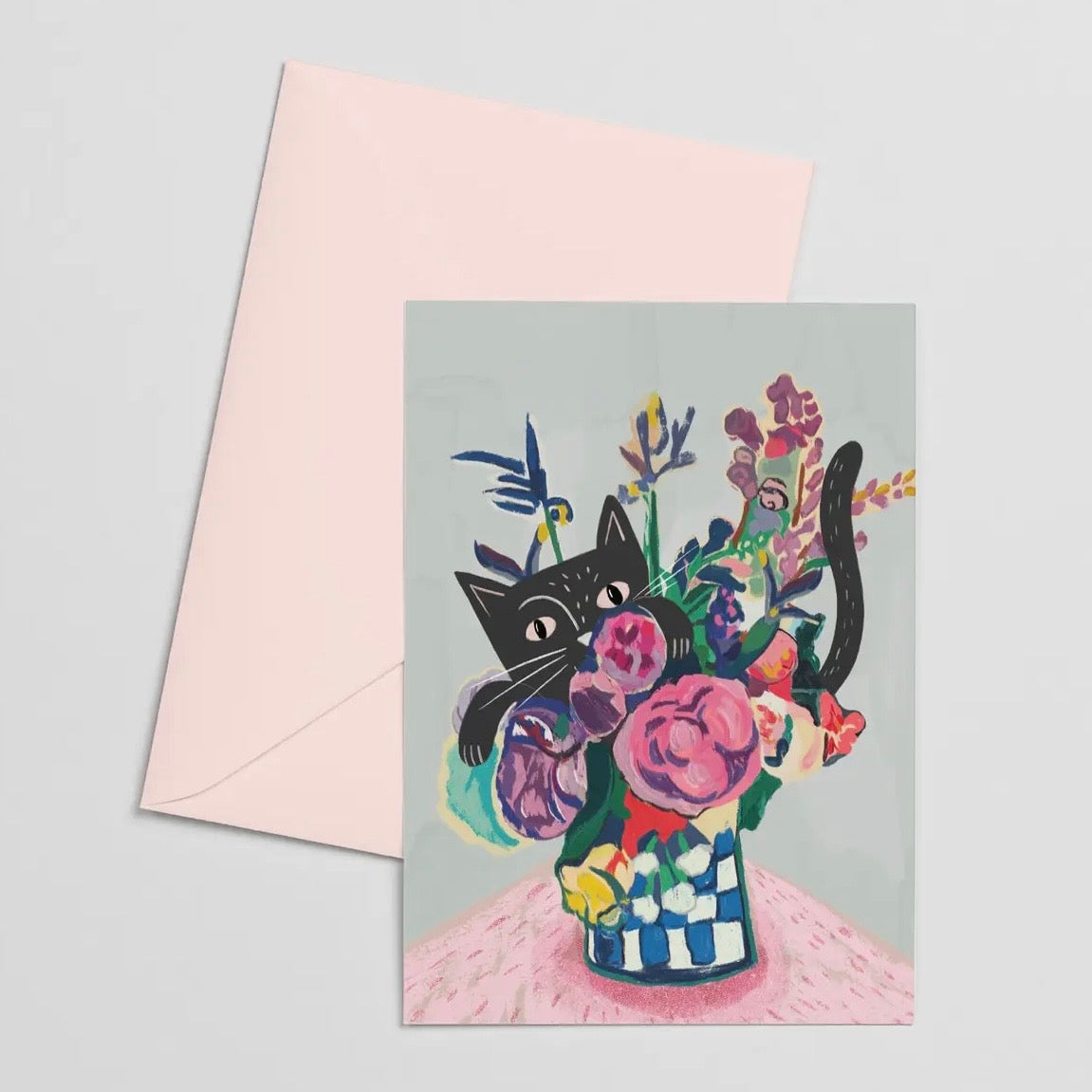 Grußkarte - Catisse Flowers and Cat