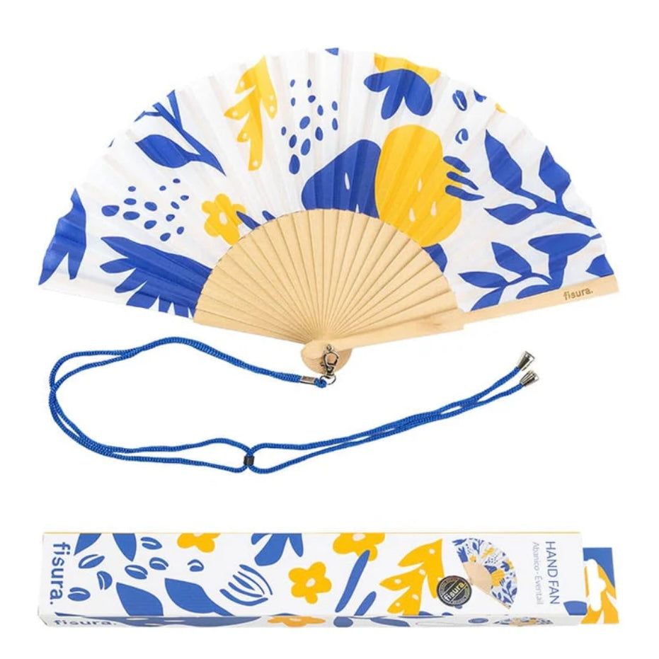 Fächer - Floral Blau Gelb