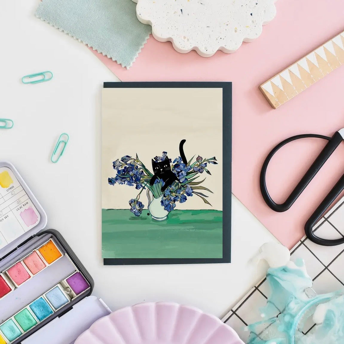 Grußkarte - Vincats Vase of Irises