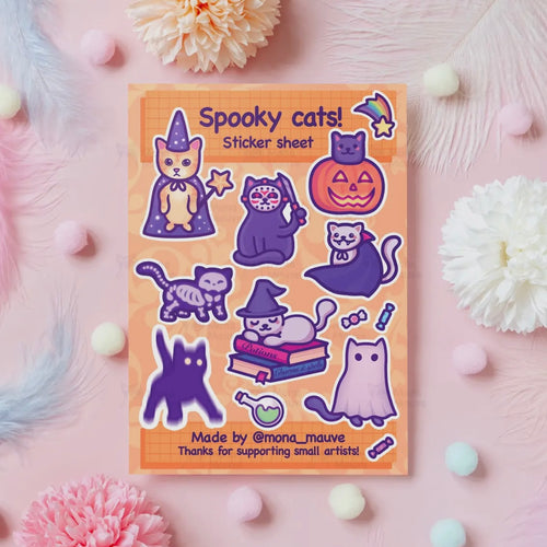 Stickerbogen - Spooky Cats