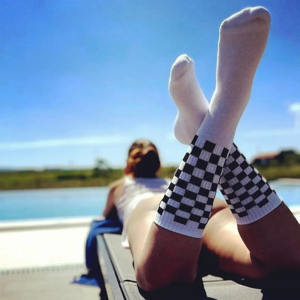 Socken - Checkerboard Schwarz-Weiß
