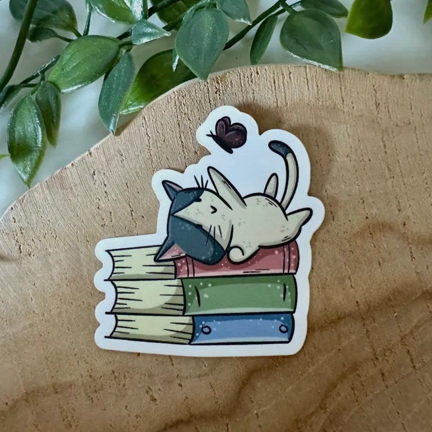 Aufkleber - Buchkatze