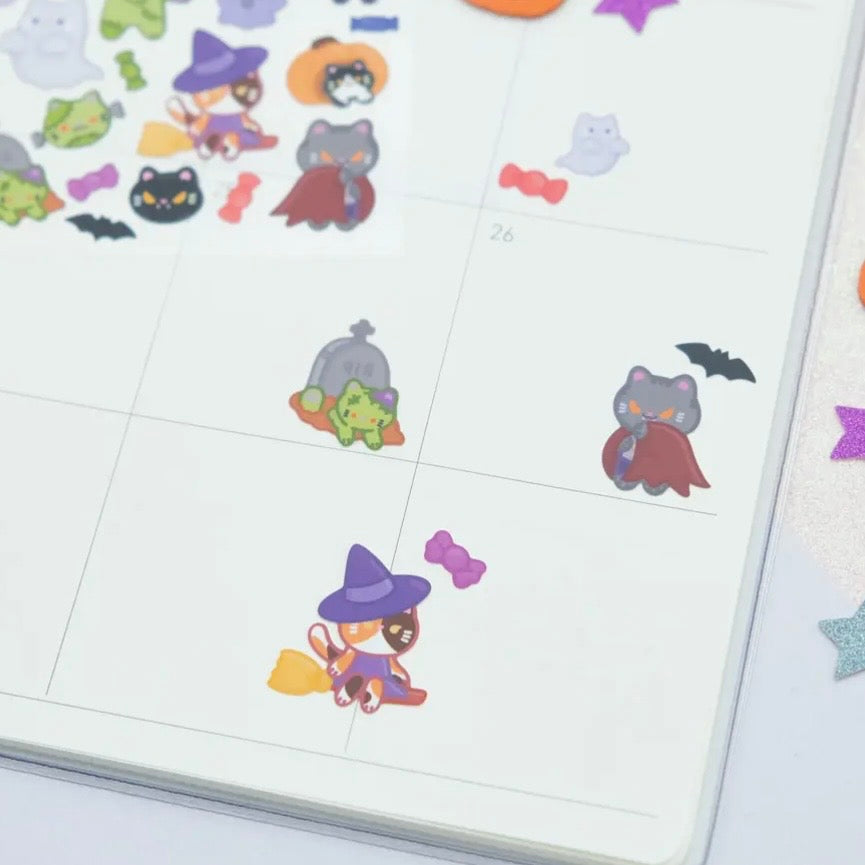 Stickerbogen - Spooky Cats and Creatures