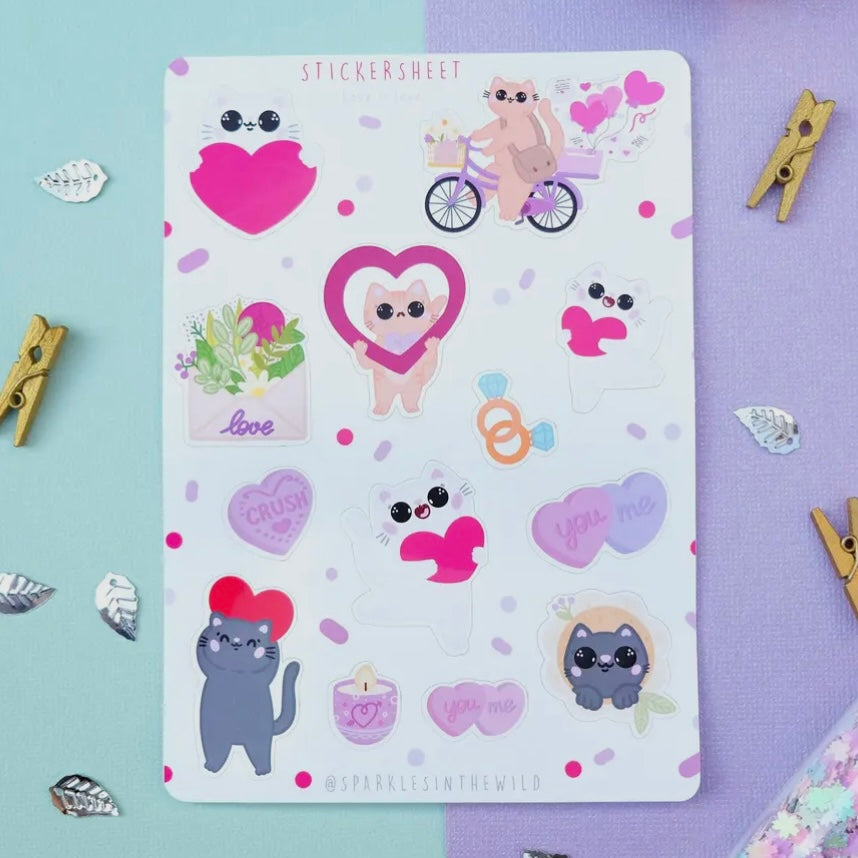 Stickerbogen - Love Cats