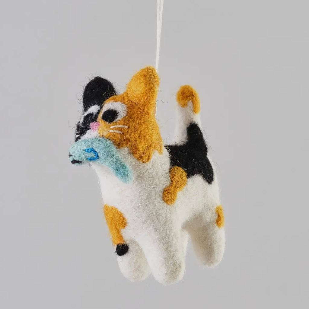Anhänger aus Filz - Katze mit Fisch