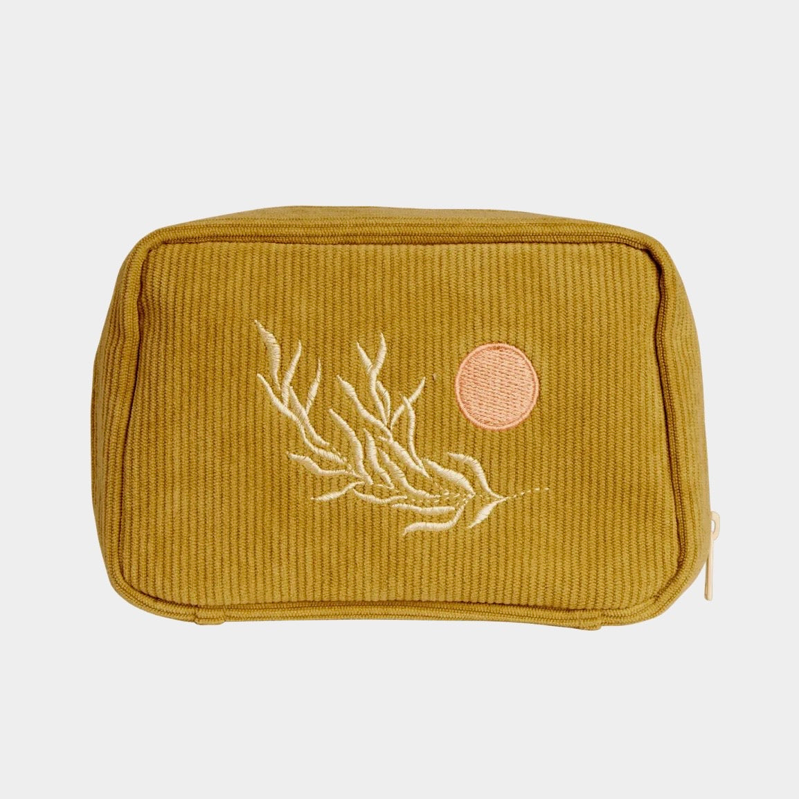 Besticke Cordtasche M - Olivgrün