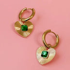 Ohrringe - Emerald Heart Hoops