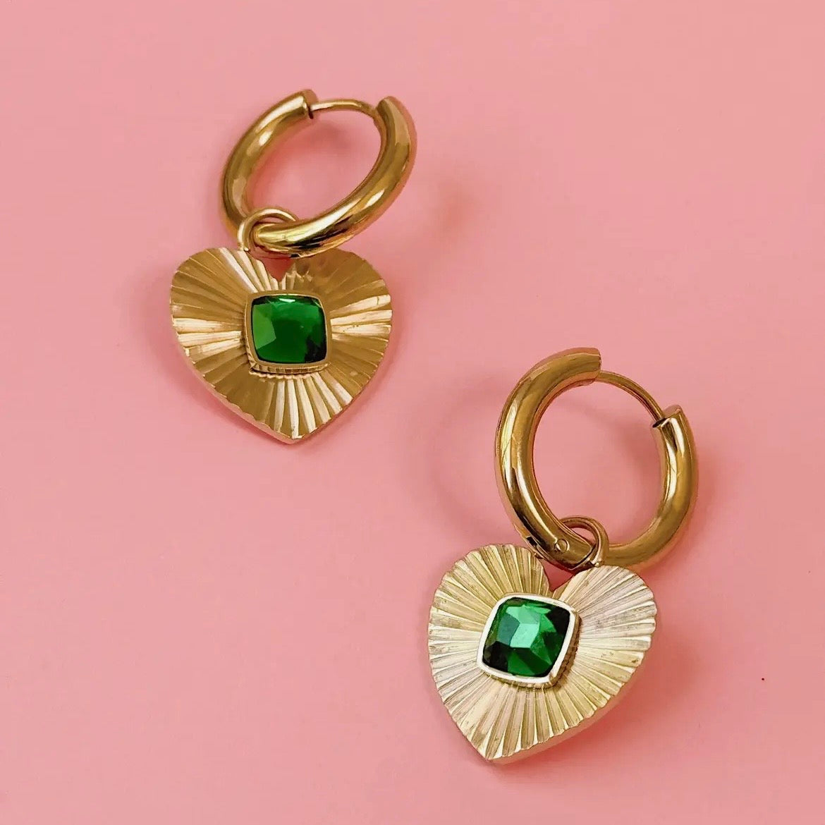 Ohrringe - Emerald Heart Hoops