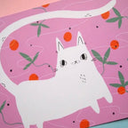 A4 Print - White Cat with Oranges