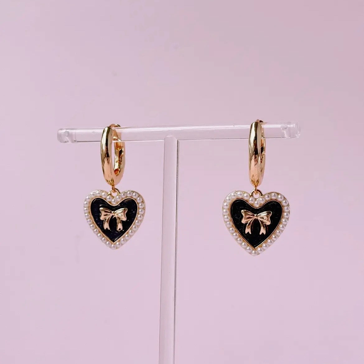 Ohrringe - Bow Heart Hoops