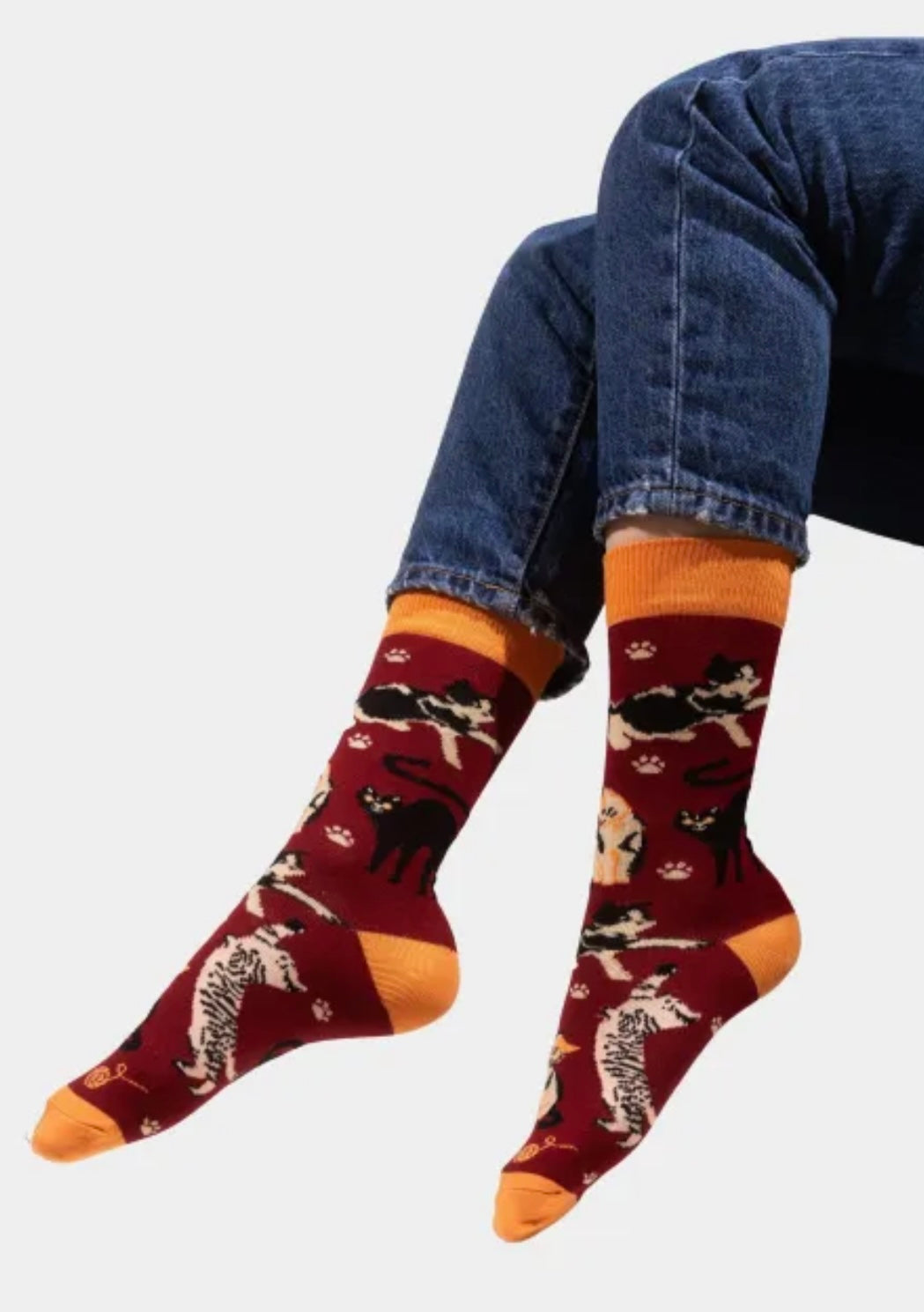 Socken - Katzen (dunkelrot)