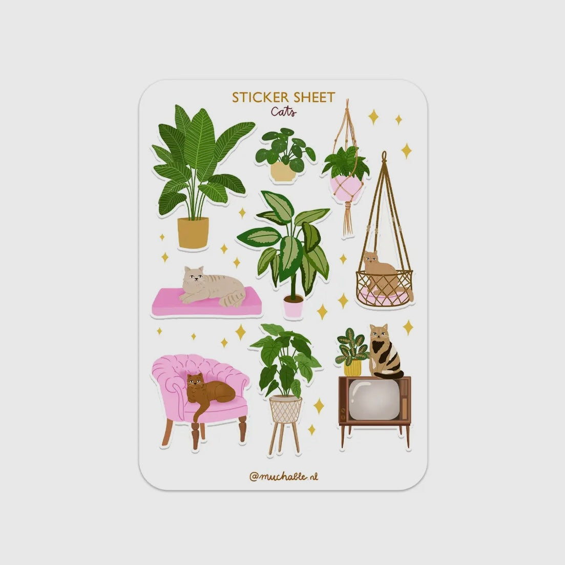 Stickerbogen - Plants & Cats