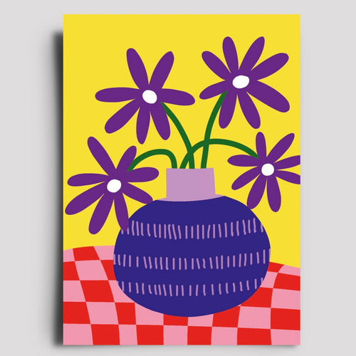 Postkarte - Blumenvase (gelb)