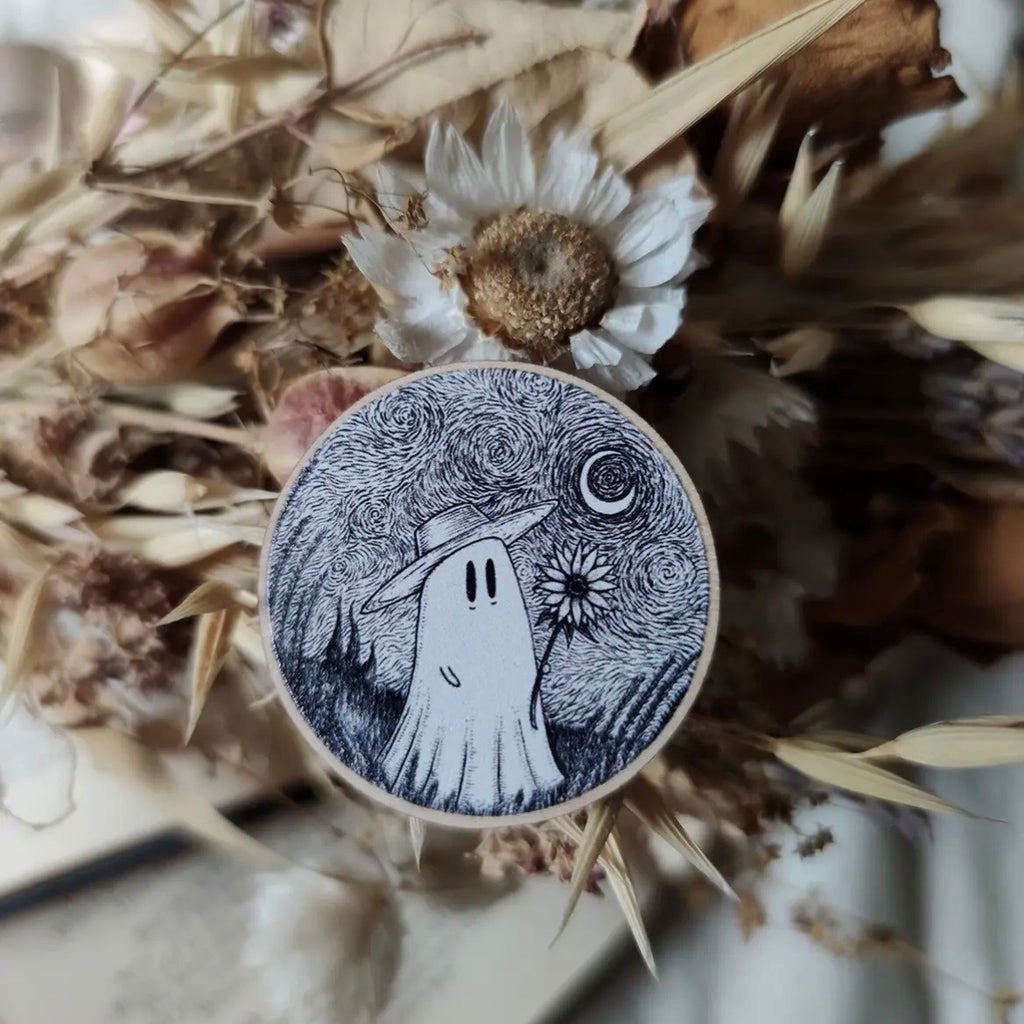 Anstecker aus Holz - Vincent Van Ghost