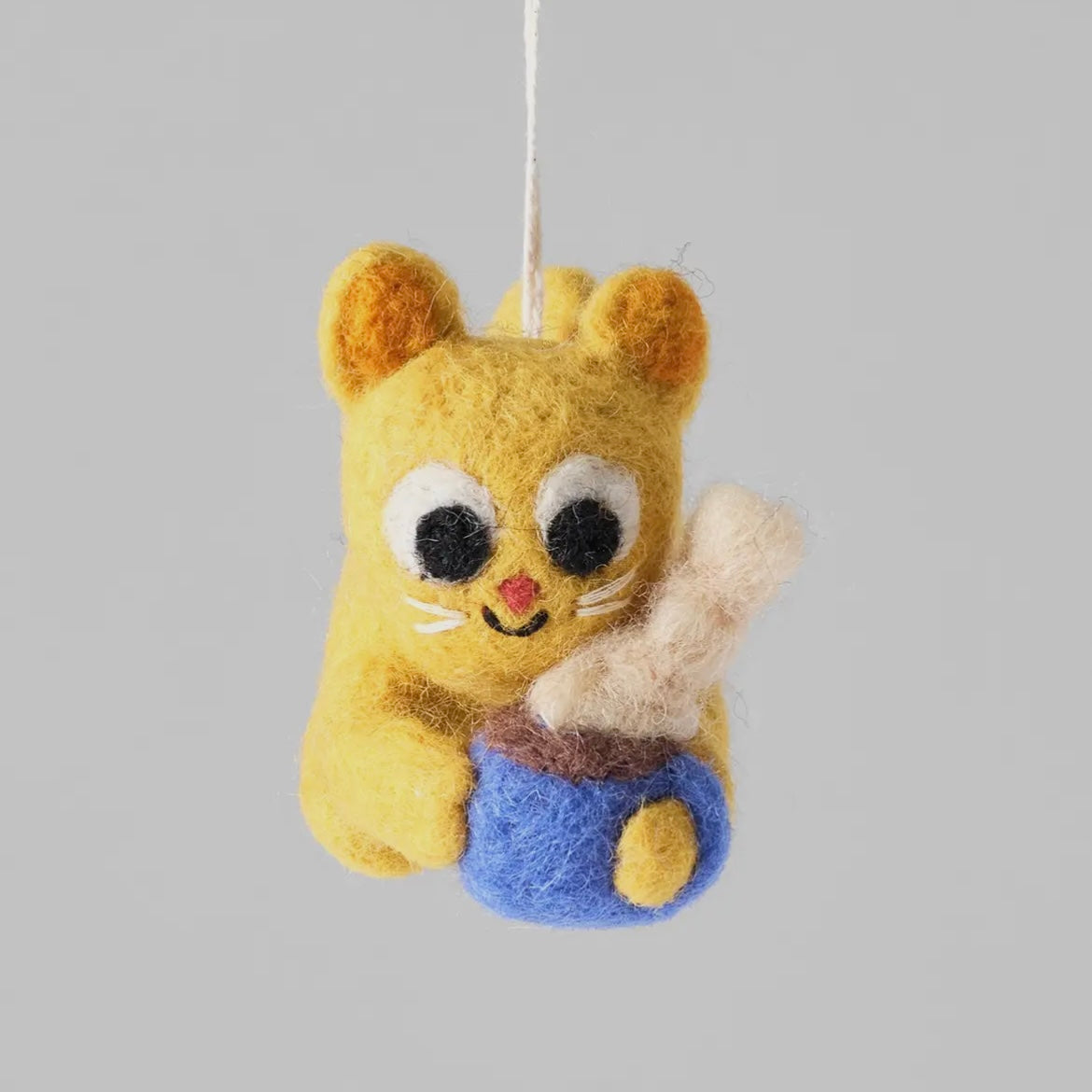 Anhänger aus Filz - Katze mit Tasse