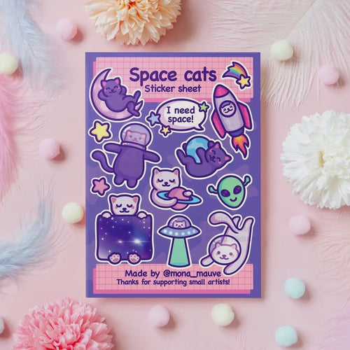 Stickerbogen - Space Cats