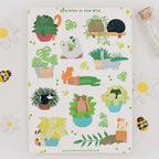 Stickerbogen - Cats & Plants