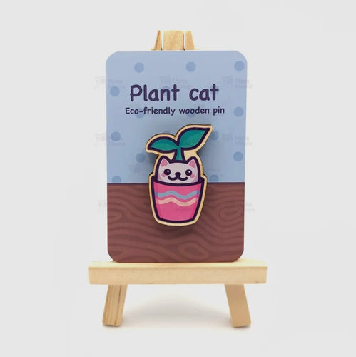 Pin aus Holz - Plant Cat