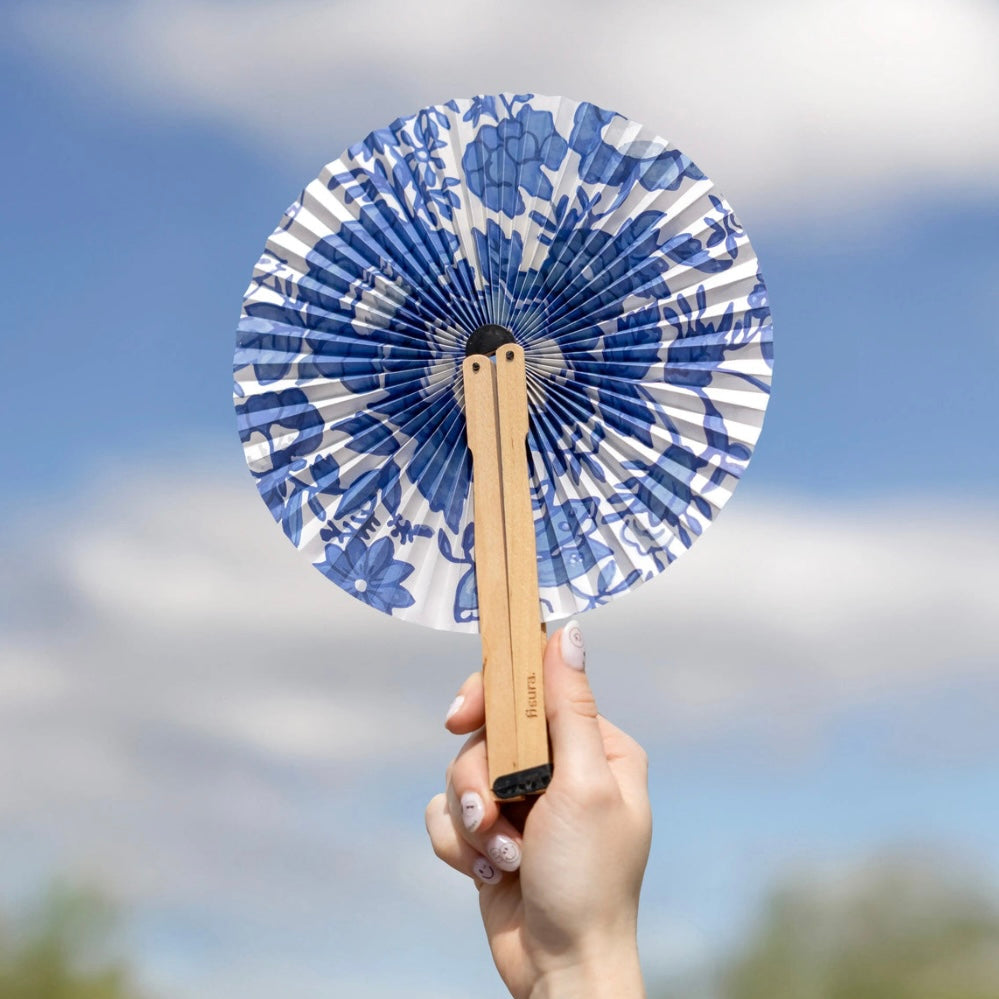 Pai Pai Fächer - Blaue Blumen