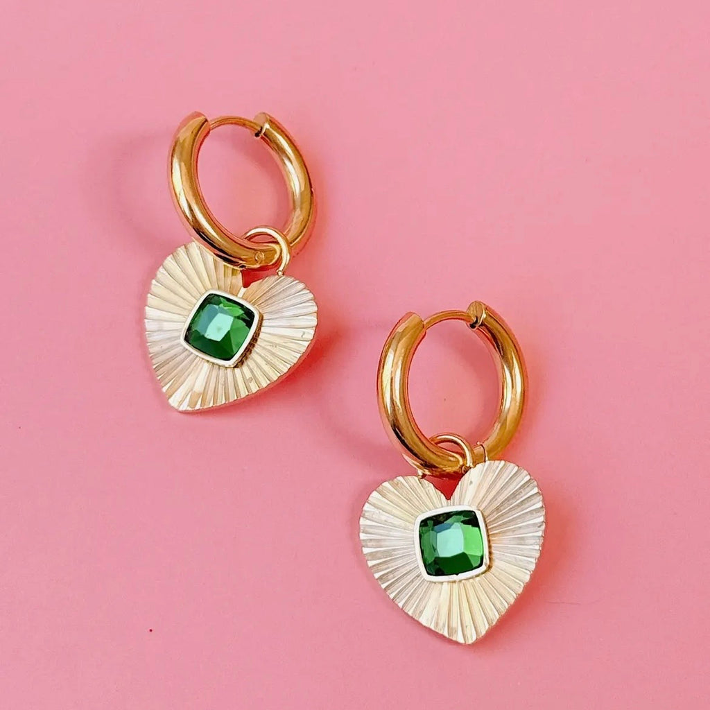 Ohrringe - Emerald Heart Hoops