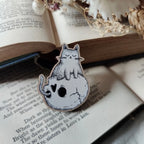 Anstecker aus Holz - Skull Cat