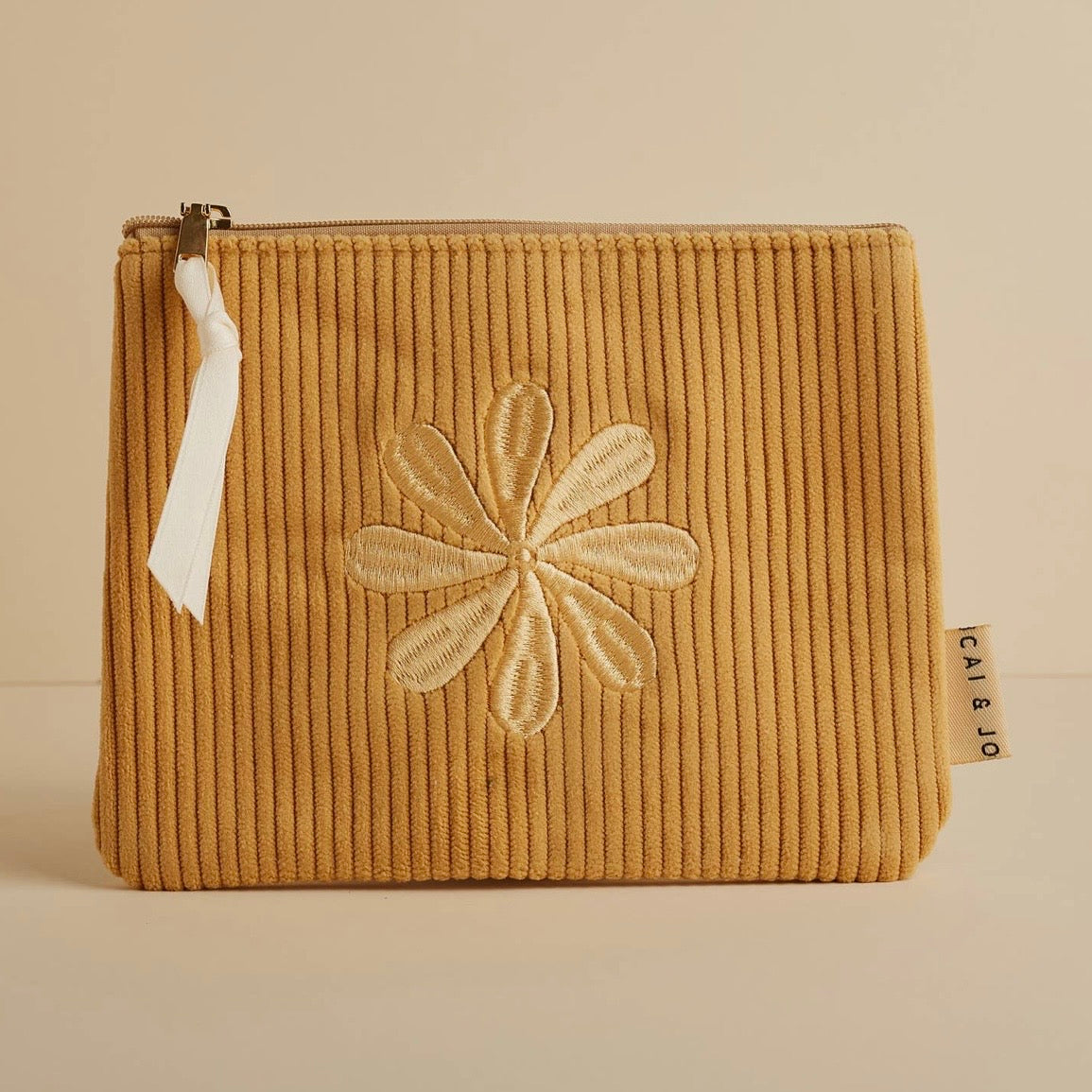 Besticke Cordtasche S - Goldgelb