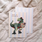 Postkarte - Schulkind Dino