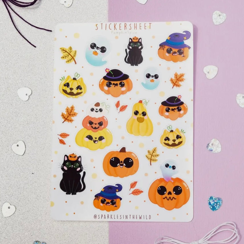 Stickerbogen - Kawaii Pumpkins