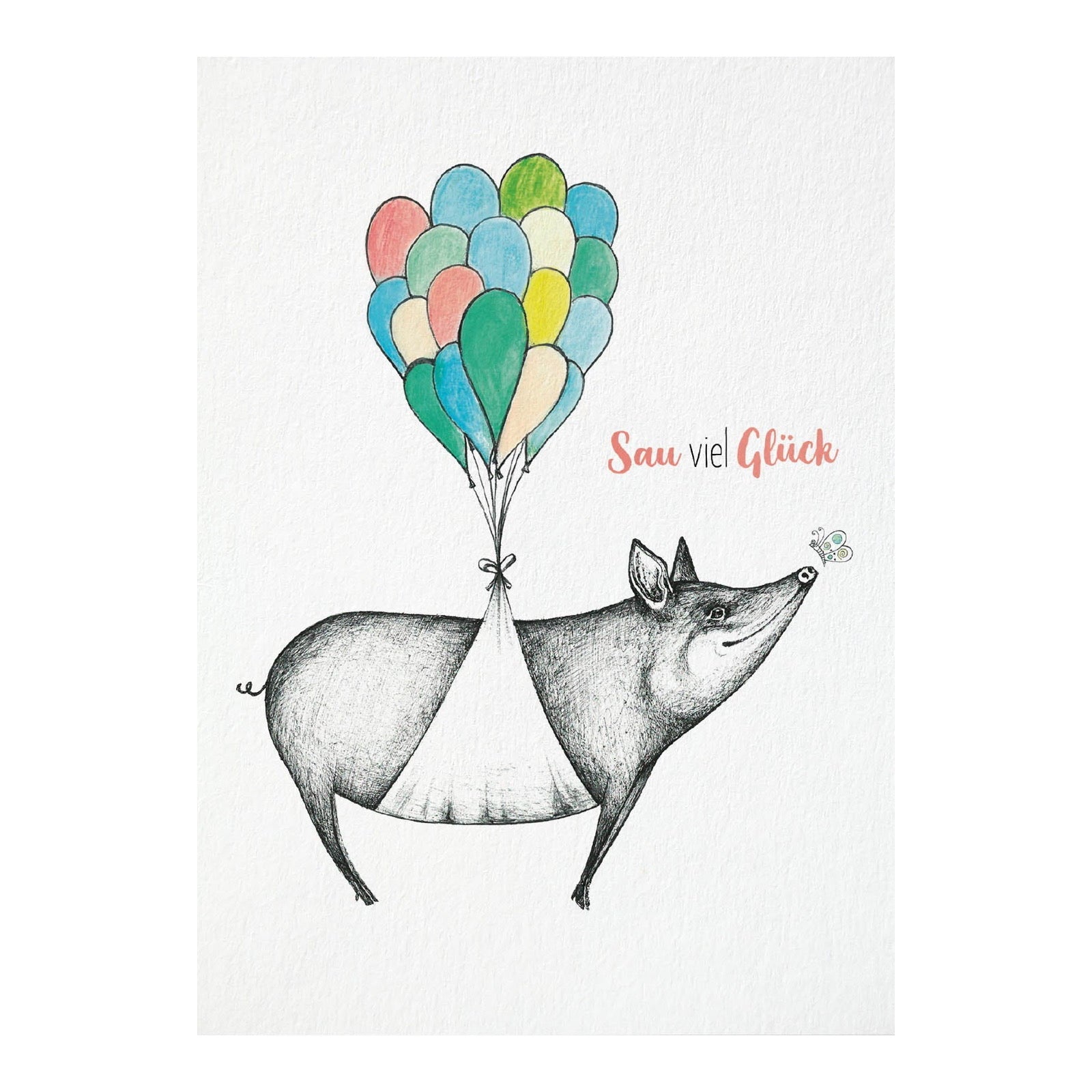 Postkarte - Sau viel Glück