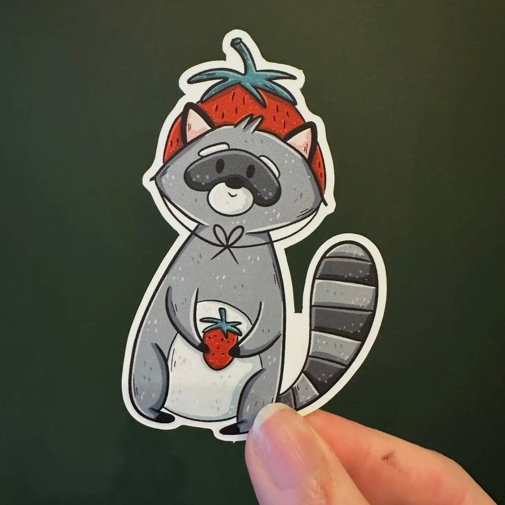 Aufkleber - Erdbeerenwaschbär