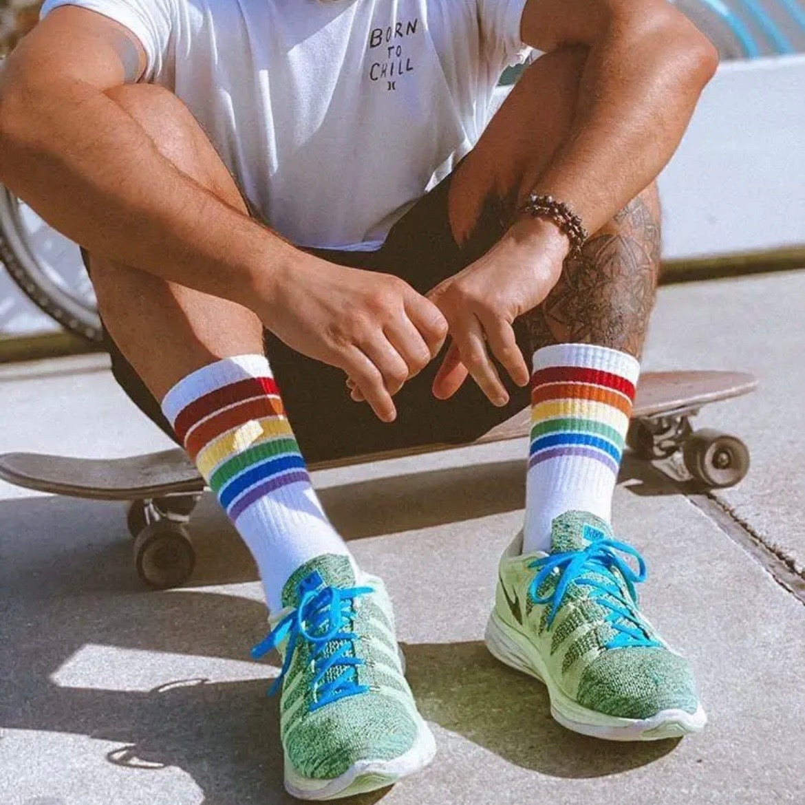 Socken - Regenbogen Weiß