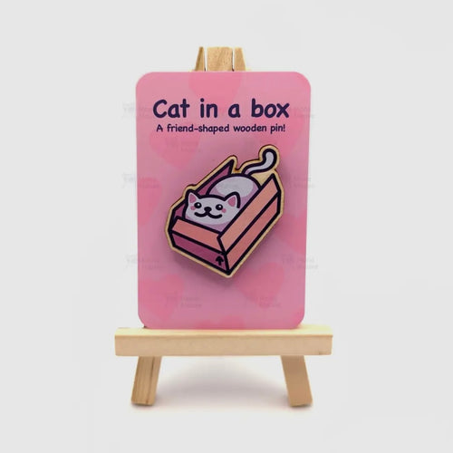 Pin aus Holz - Cat in a Box