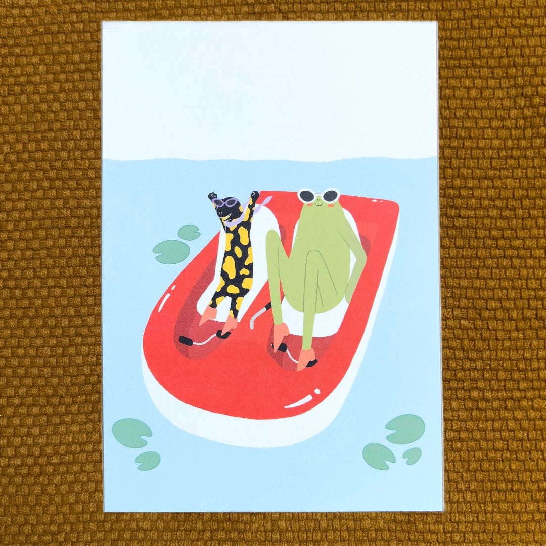 Postkarte - Tretboot Ausflug