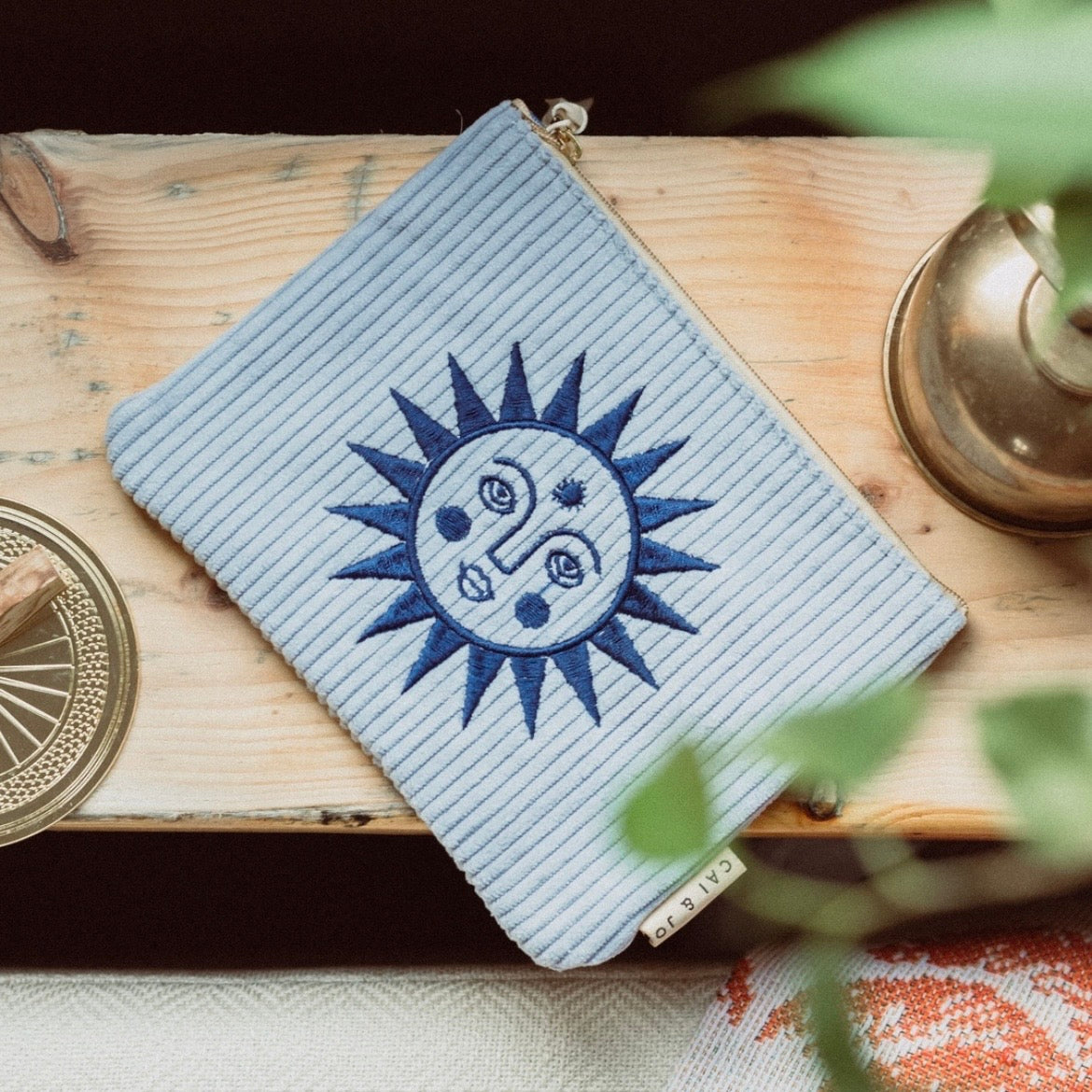Besticke Cordtasche S - Blau