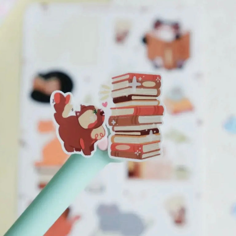 Stickerbogen - Cats & Books