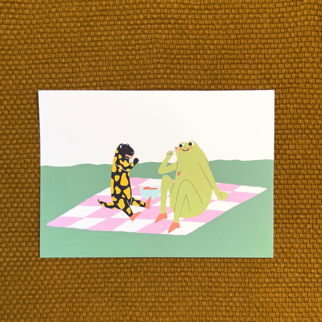 Postkarte - Spaghetti Picknick