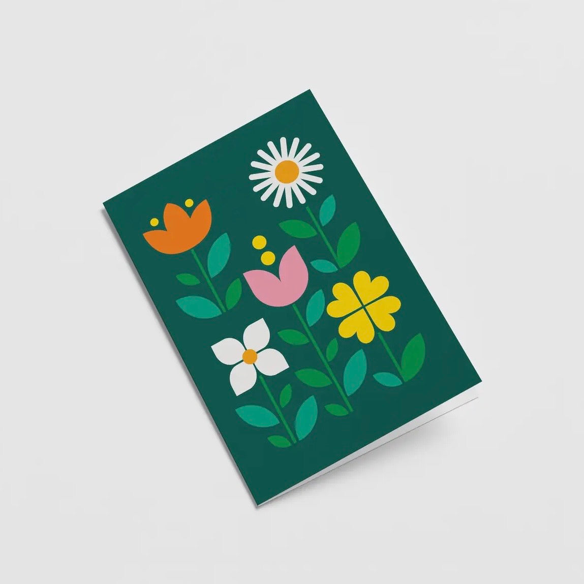 Grußkarte - Retro Blumen